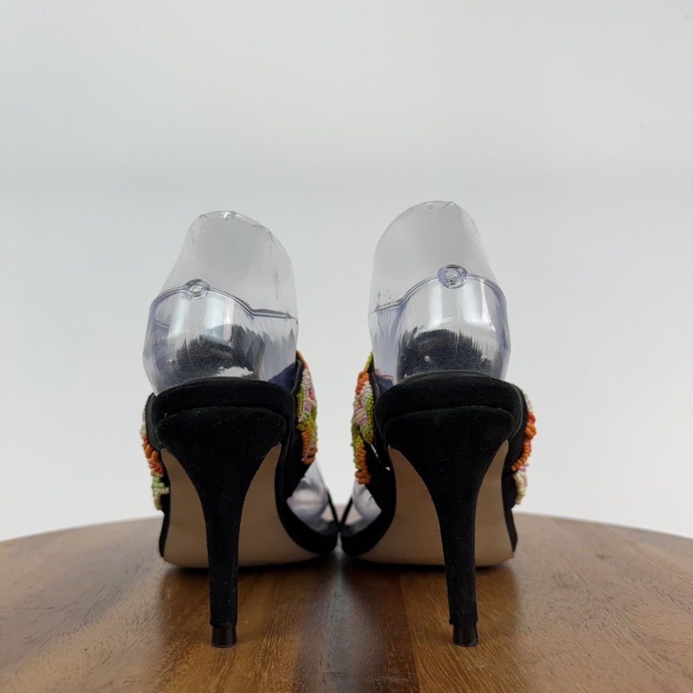 New Womens Jessica Simpson Rixei Black Rainbow Beaded Heel Sandals Size 6 M NWOB - Picture 6 of 9